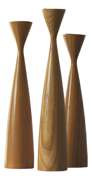 Scandinavian Wooden Candleholders, Set of 3