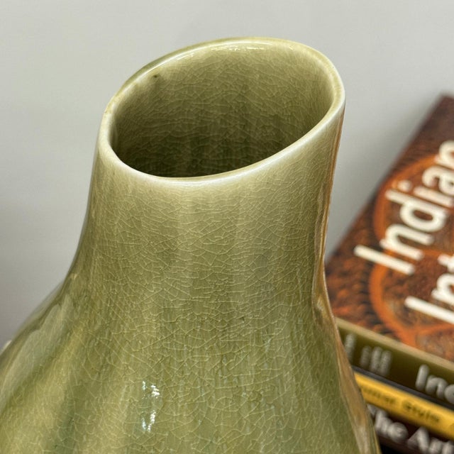 Black Tall Olive & Charcoal Ceramic Vase with Amber Drip Glaze For Sale - Image 8 of 10