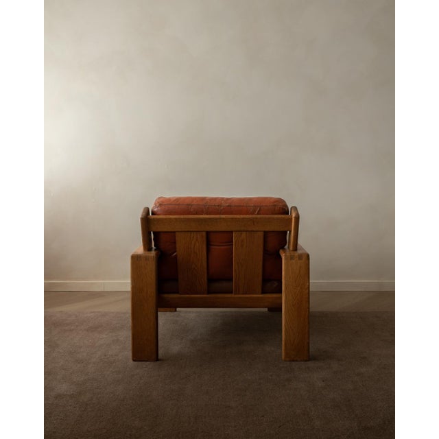 Asko Vintage Bonanza Lounge Chair in Finnish Oak & Cognac Leather by Esko Pajamies for Asko, 1960s For Sale - Image 4 of 18