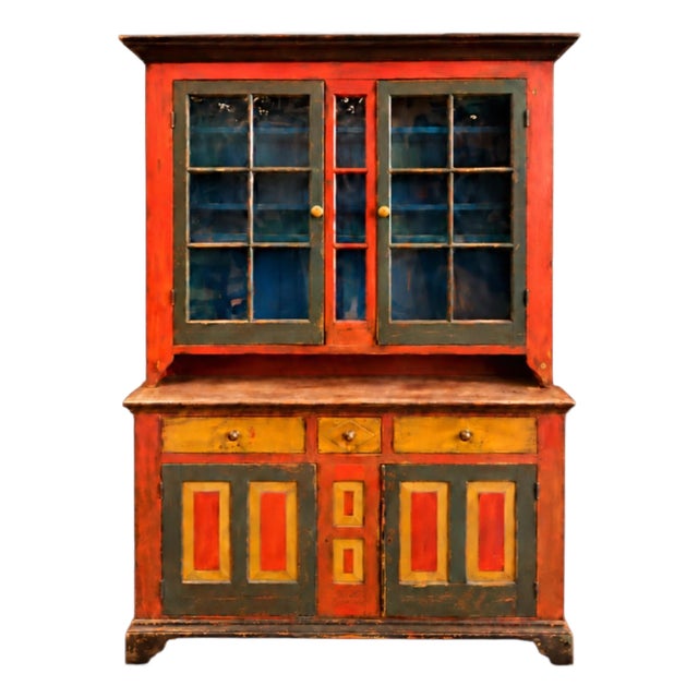 Painted Step-Back Cupboard, Circa 1870 For Sale
