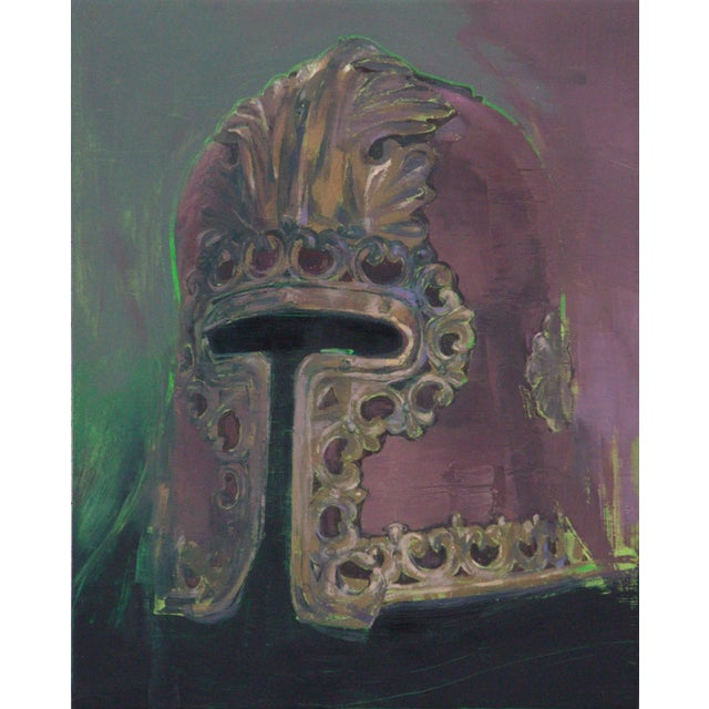 Alla Veniziana by Elena Burykina | Oil on panel Painting of an ornate helmet For Sale