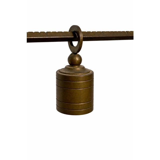 Late 19th Century Victorian Antique Brass Balance Scale W/ Candle Holder & Wooden Base Apothecary For Sale - Image 5 of 6