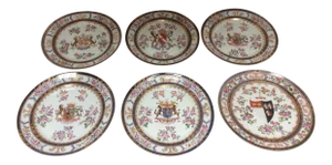 French Chinese Export Style Armorial Plates - Set of 6