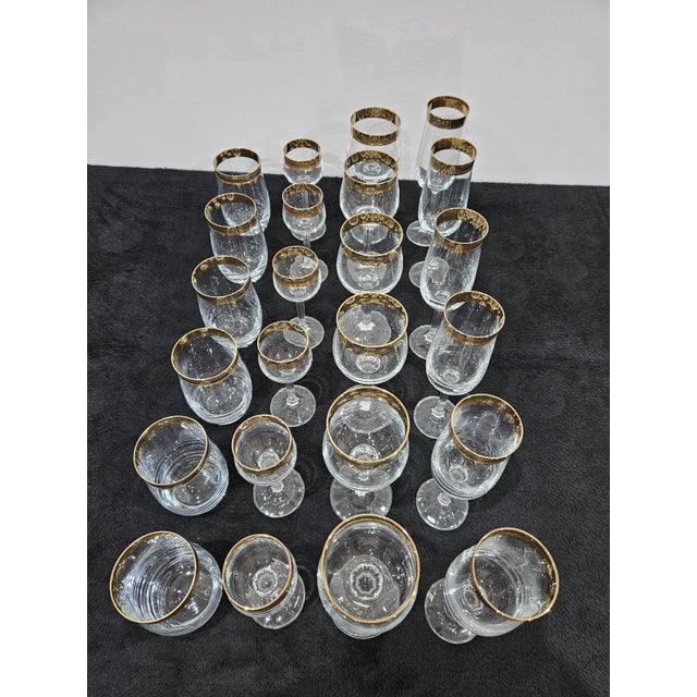 Glass Vintage Gold Crystal Glasses, Set of 24 For Sale - Image 7 of 13