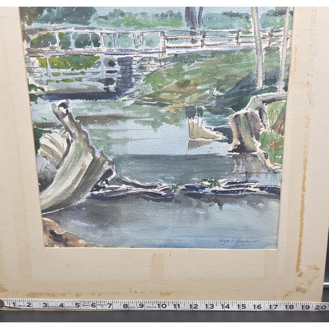 1945 Mid-Century Modern Regionalist Landscape Watercolor by Floyd F. Hackman For Sale - Image 13 of 18