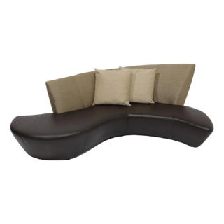 Vladimir Kagan Bilboa Sofa in Silk and Leather For Sale
