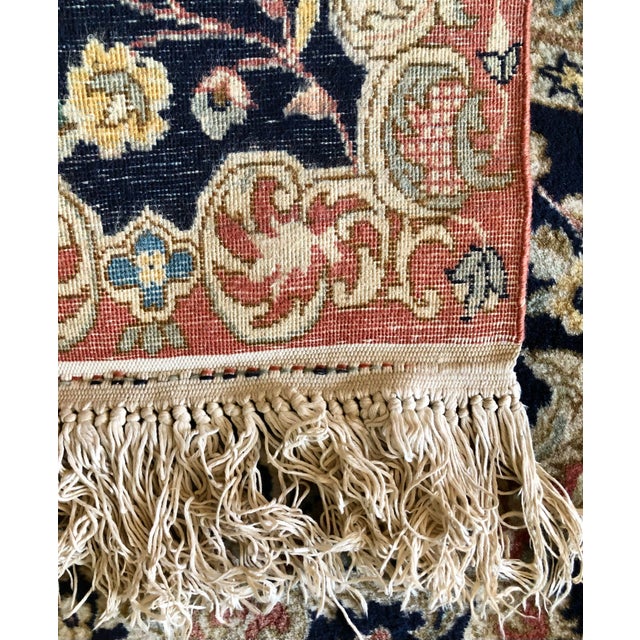 Large Antique Laver Kirman Oriental Tapestry Hand Made Wool and Silk 138 X 98 Inches For Sale - Image 11 of 12