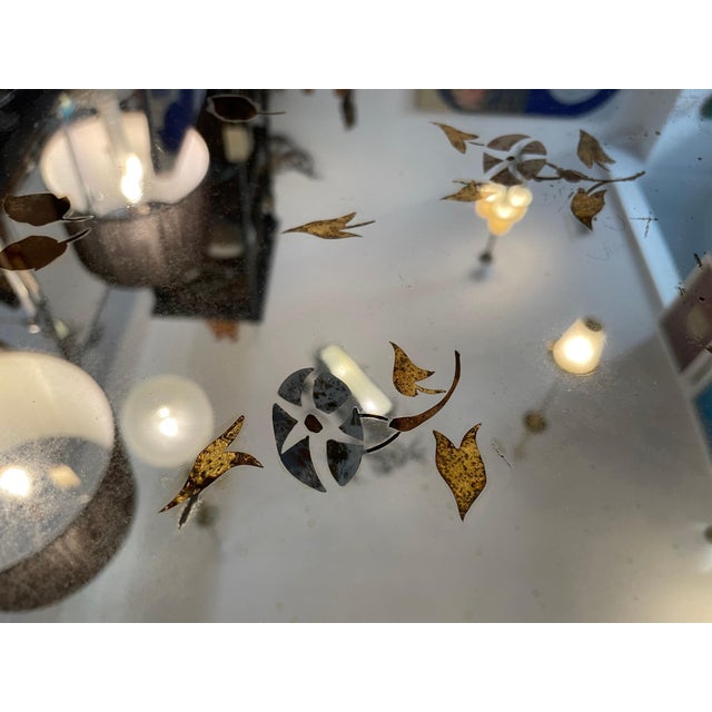 Blue Art Deco Eglomise Blue Mirrored Top Side-Table, Attrib. to Jules Leleu For Sale - Image 8 of 18