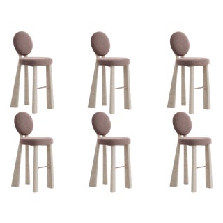 Mary II Bar with Upholstered Legs Chairs by Ottiu, Set of 6 For Sale