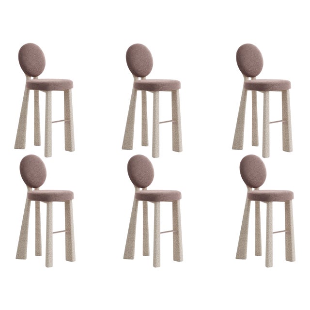 Mary II Bar with Upholstered Legs Chairs by Ottiu, Set of 6 For Sale