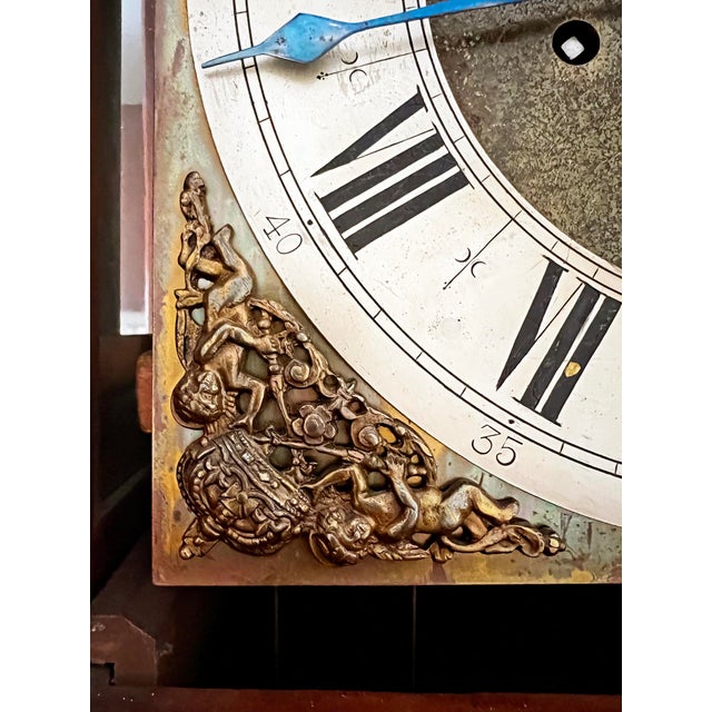 Chestnut Antique 1914 Grandfather Clock For Sale - Image 8 of 12
