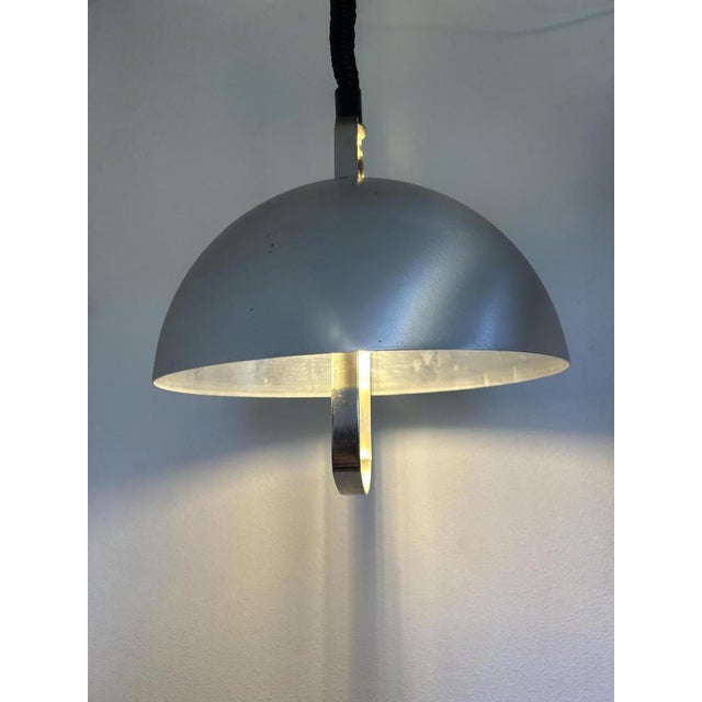Up and Down Pendant in Brushed Metal, 1970s For Sale - Image 4 of 13