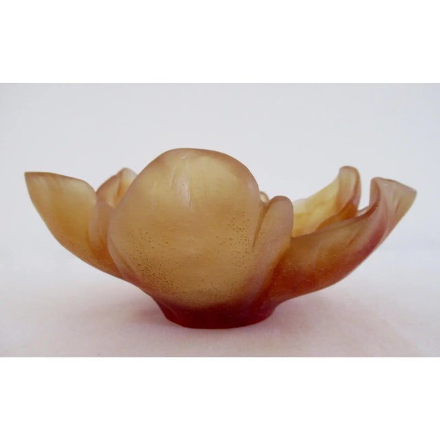 Daum, France Signed "Tulip," Small Pate De Crystal Small Accent Bowl in Apricot/Tangerine For Sale In West Palm - Image 6 of 10