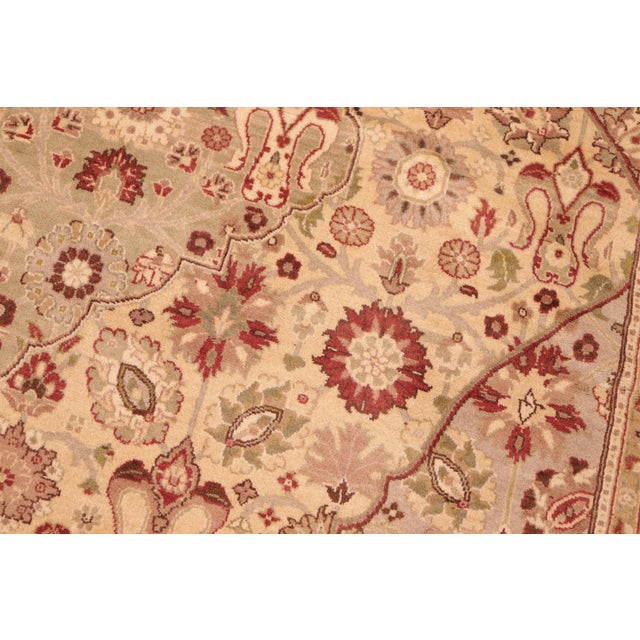 Shabby Chic 1990's Pak-Persian Beige/Green Wool Rug - 6'0'' X 9'2'' For Sale - Image 4 of 9