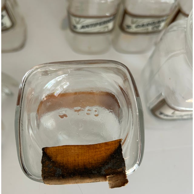 Antique White Antique Whitall Tatum Co. Reverse-Painted Gilded Label Apothecary Jars, Set of 16 For Sale - Image 8 of 8