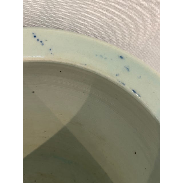 Blue Circa 1900 Chinese Blue & White Prunus Figural Porcelain Jardinière With Wood Stand For Sale - Image 8 of 12