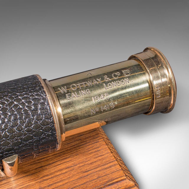 Metal Large Vintage Wwii Telescope, English, Brass, Military Broad Arrow, Ottway & Co For Sale - Image 7 of 9