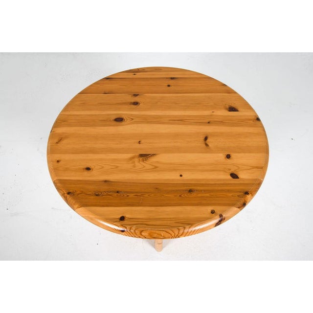 Mid-Century Modern MCM Scandinavian Round Coffee Table in Solid Pine, Rainer Daumiller Style, 1970s For Sale - Image 3 of 5