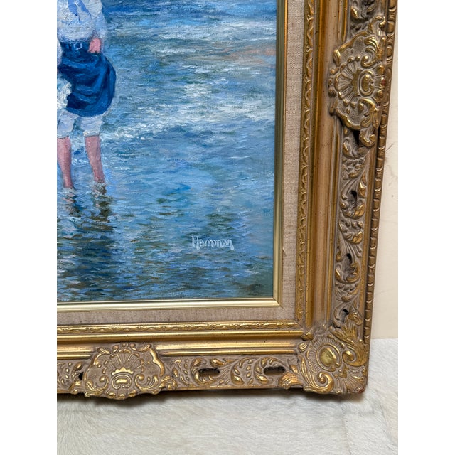 Design Plus Gallery presents an Original Oil Painting of a Beach Scene by Texas Impressionist Robert Hamman (b. 1938)....