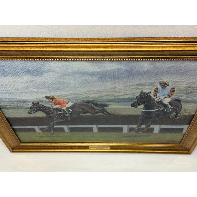 1984 Cheltenham Gold Cup Original Equestrian Oil Painting Signed by Jockeys John Francome and Phil Tuck. For Sale - Image 6 of 18