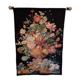 Tapestry Wall Hanging With Rod and Finials For Sale