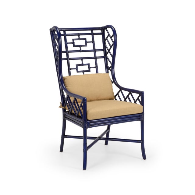 2010s Gwyneth Wing Chair, Indigo For Sale - Image 5 of 5