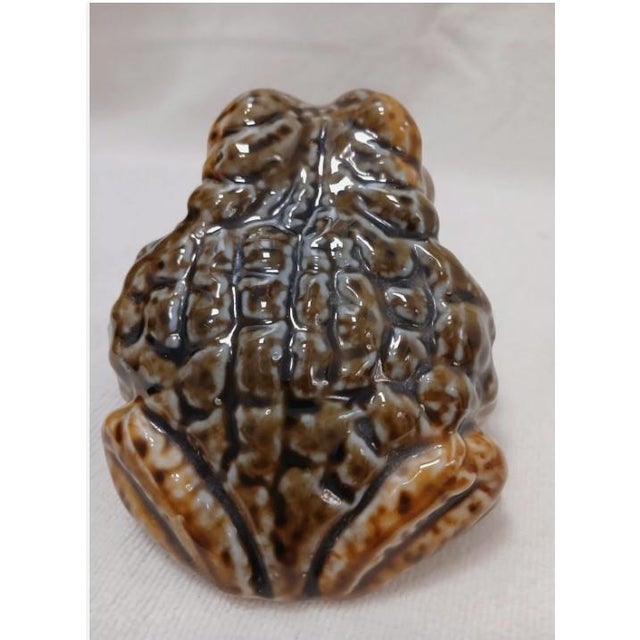 1970's Ceramic Decor 4" Realistic Horned Lizard Toad Frog Garden Pond Pot Japan Vintage For Sale - Image 4 of 15