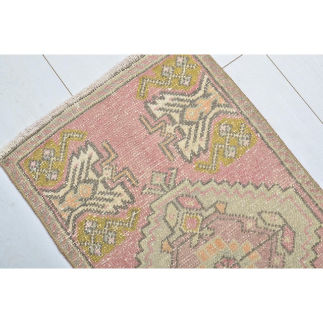 Turkish Boho Decor Vintage Small Carpet For Sale - Image 3 of 5