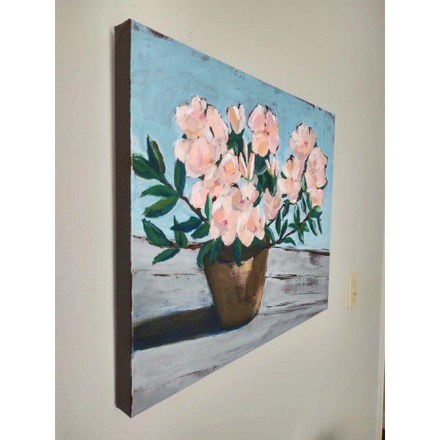 Textile "Simple Pleasures" Contemporary Original Impressionist Style Floral Still Life Acrylic Painting by Linda McDonough For Sale - Image 7 of 12