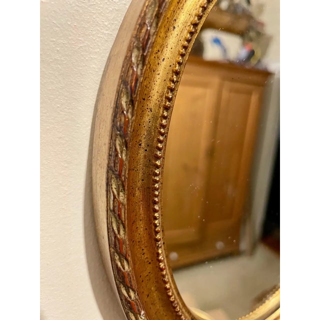 Vintage Gilt Italian Oval Mirror For Sale In New York - Image 6 of 7