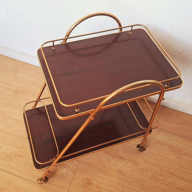 Two-Tier Vintage Serving Trolley, 1950s, in Very Good conditions. Designed 1950 to 1959