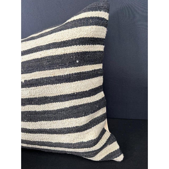 Contemporary Turkish Hemp Pillow Cushion Natural Beige Black Cushion Cover 20"x20" For Sale - Image 3 of 4