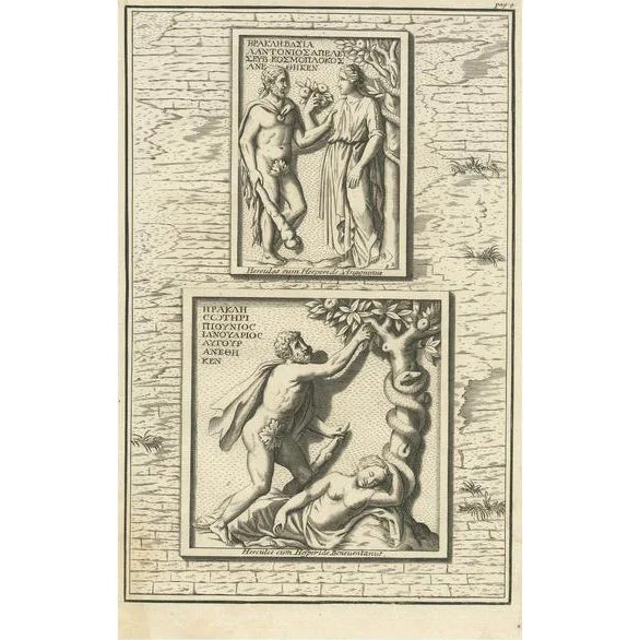 Volckamer, Hercules in the Garden of Hesperides, 1710, Print For Sale