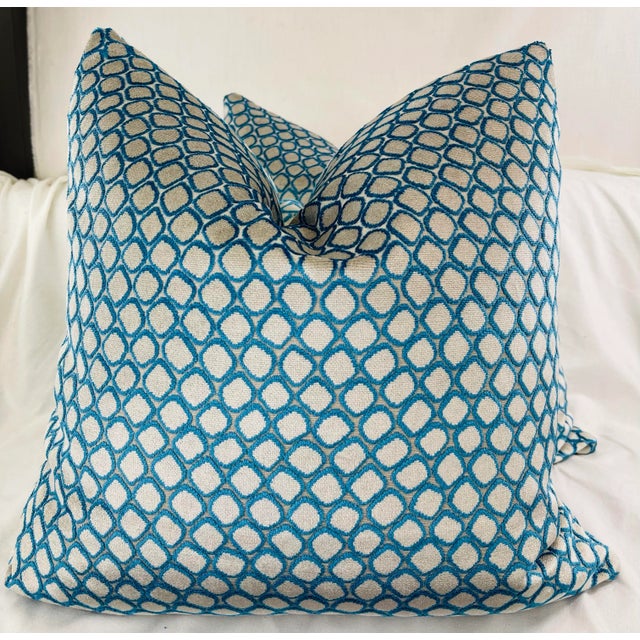 William Yeoward "Fenelle" in Peacock 22" Pillows-A Pair For Sale - Image 4 of 4