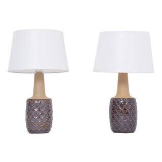 Mid-Century Model 3001 Handmade Stoneware Table Lamps by Einar Johansen for Søholm, 1960s, Set of 2 For Sale