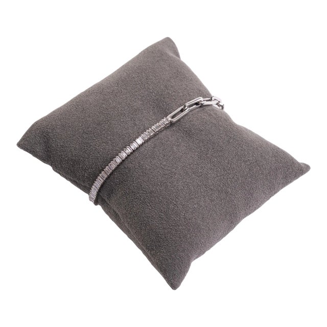 Rocks With Soul White Gold Baguette Diamond and Paperclip Bracelet For Sale