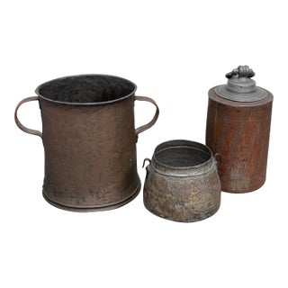 Antique Metal Vessels, Set of Three For Sale