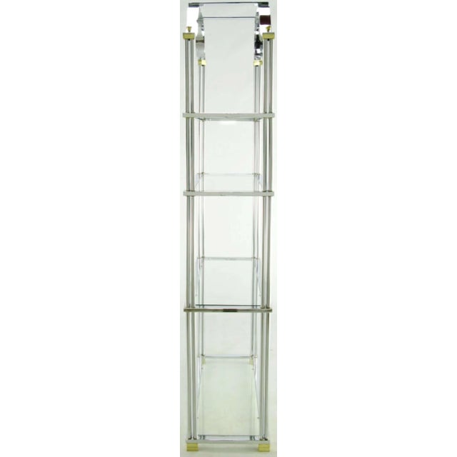 Mid-Century Modern Chrome and Brass Canopied Four-Shelf Etagere For Sale - Image 3 of 8