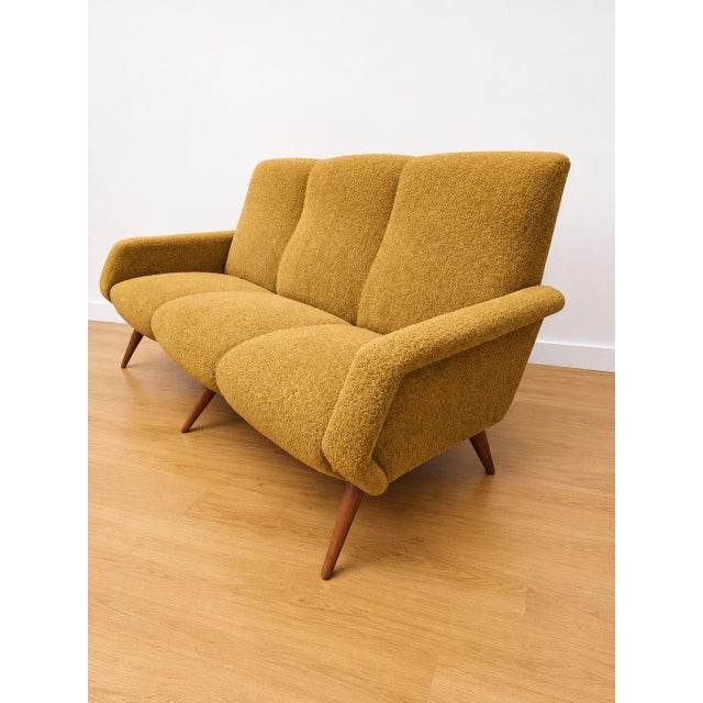 Mid-Century Three Seater Sofa in Bouclé Senape by Marco Zanuso, 1950s For Sale - Image 6 of 6