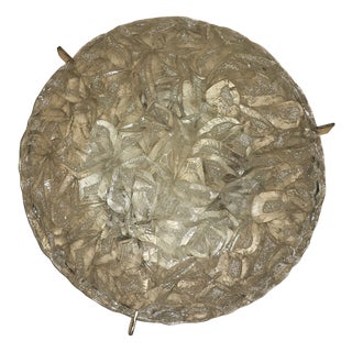 Frosted Ice Glass and Brass Plafonnier from Kaiser Leuchten, 1970s For Sale