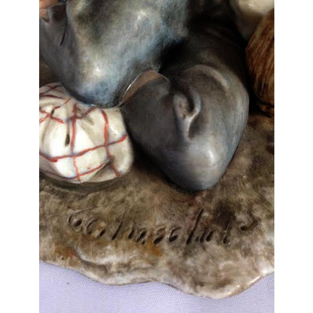 Vintage Italian Capodimonte Porcelain Figurine of an Old Man in a Ruined Shelter by Cedraschi For Sale - Image 4 of 11
