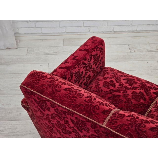 Danish Three-Seater Sofa in Furniture Velour and Oak Wood, 1950s For Sale - Image 13 of 18