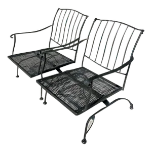Vintage Mid-Century Wrought Iron Springer Lounge Chairs - a Pair