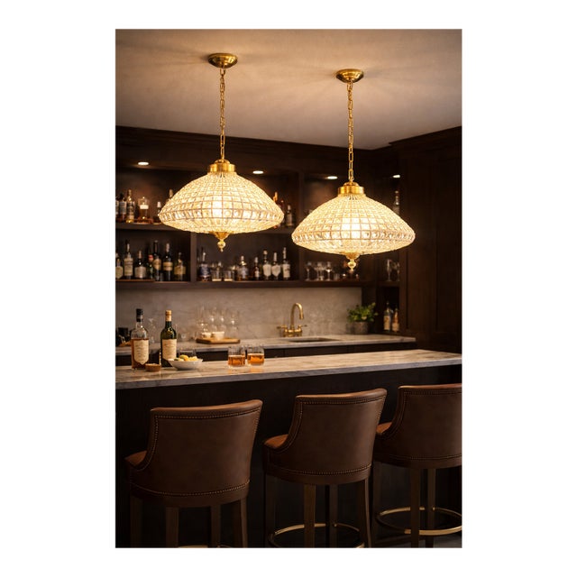 1960 French Gold Bronze Crystal Chandeliers - 2 PCS - Pair For Sale