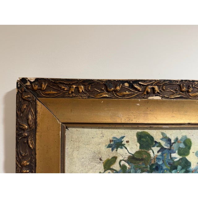 Antique Liverleaf Flower Oil Painting For Sale - Image 11 of 11