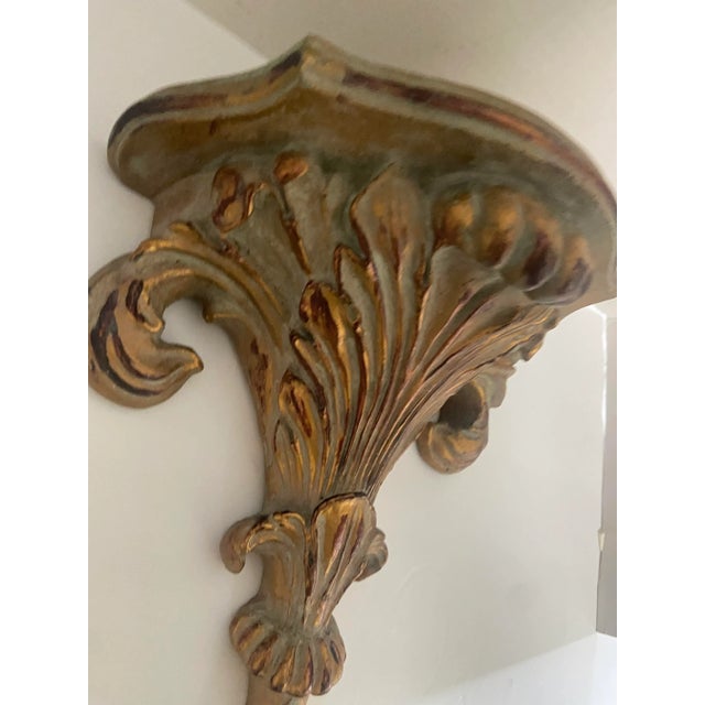 Mid 20th Century Mid 20th Century French Italian Style Giltwood Gold Wall Shelf For Sale - Image 5 of 11