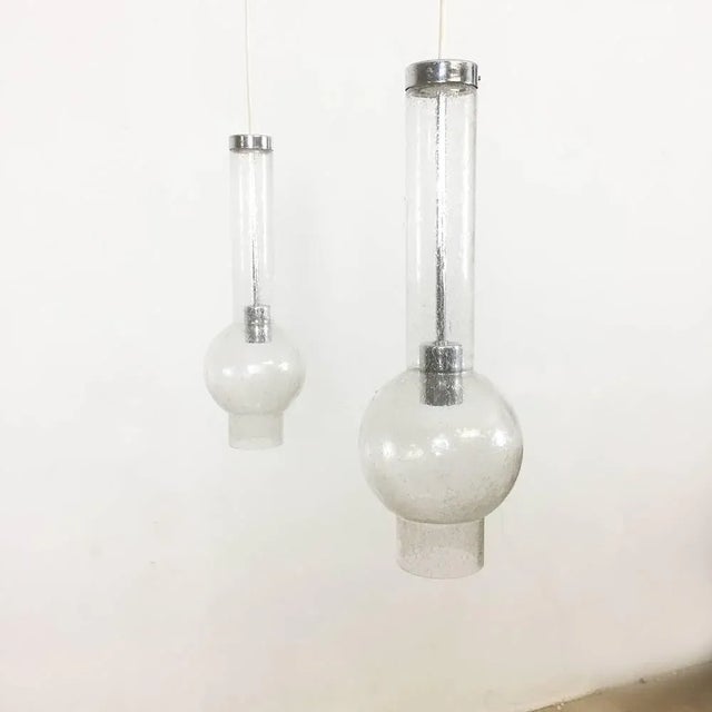 Handblown Tubular Hanging Lights from Staff lights, Germany, 1970s, Set of 2 For Sale - Image 4 of 10