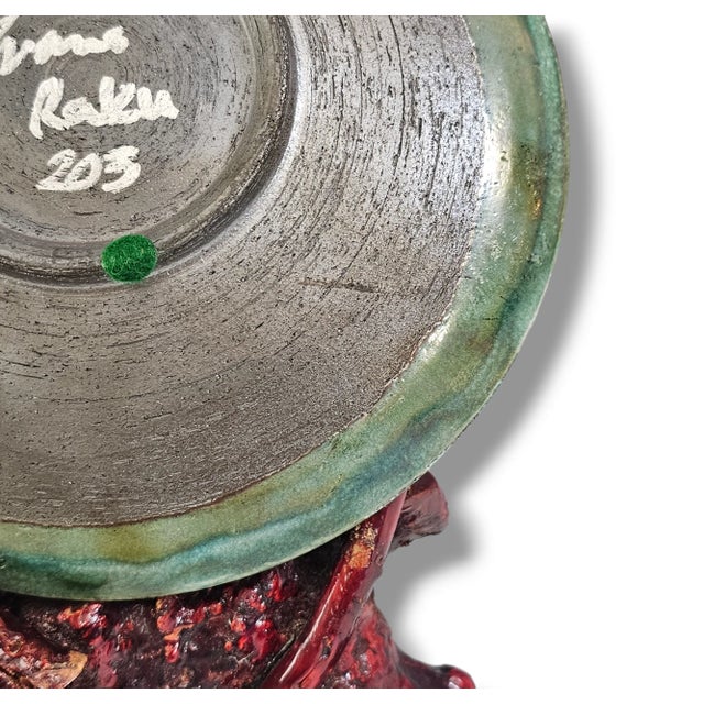 1990s Tony Evans Raku Plate – Signed Studio Art Pottery, 7.25” #203 For Sale - Image 10 of 11