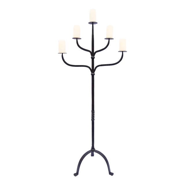 Wrought Iron Standing Candleholder, 1890s For Sale