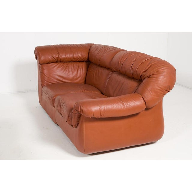 Vintage Italian Sectional Cognac Leather Sofa For Sale - Image 6 of 12